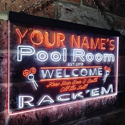 Personalized Billiards Pool Room LED Light Sign - Way Up Gifts