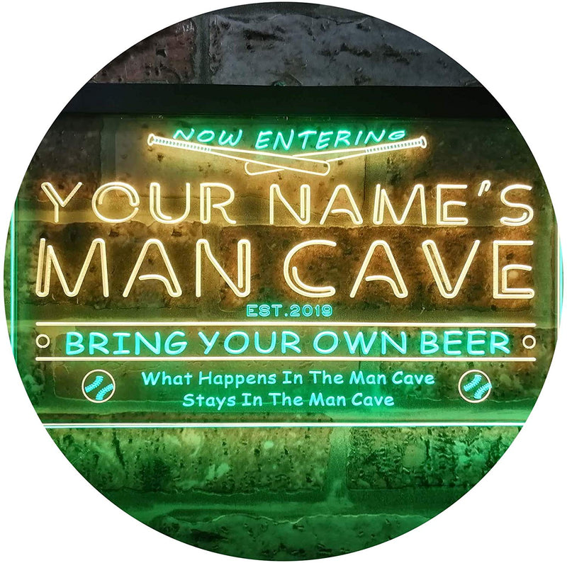 Personalized Sports Baseball Theme Man Cave LED Light Sign - LED Gift Works