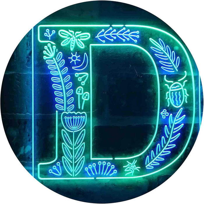 Family Name Letter D Monogram Initial LED Light Sign - Way Up Gifts