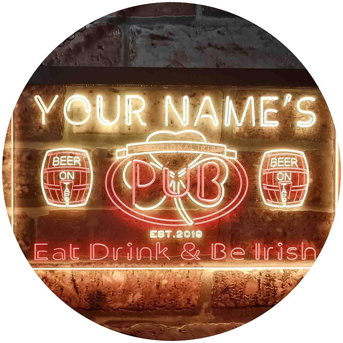 Personalized Traditional Irish Pub LED Light Sign - Way Up Gifts