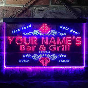 Personalized Hot Food Cold Beer Bar & Grill LED Light Sign - LED Gift Works