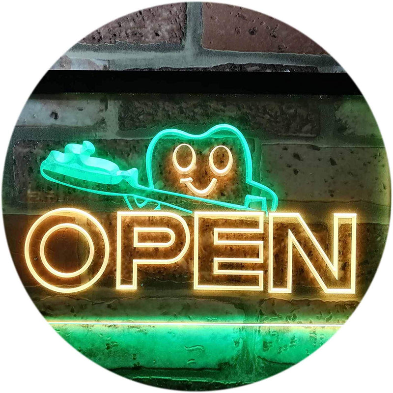 Open Toothbrush Dentist LED Light Sign - LED Gift Works