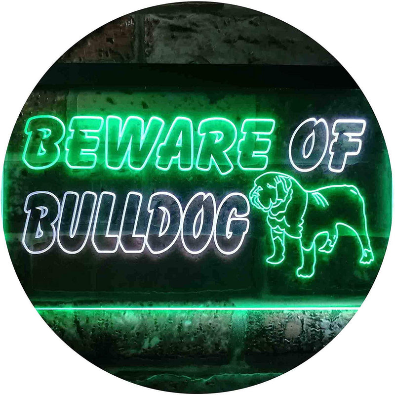 Beware of Bulldog LED Light Sign - LED Gift Works