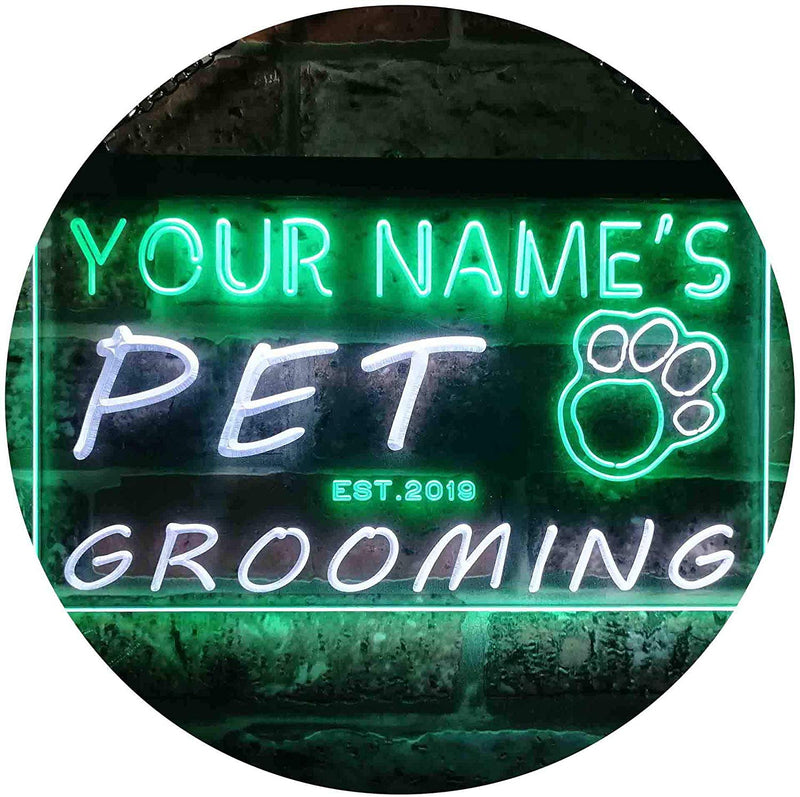 Personalized Paw Print Pet Grooming LED Light Sign - LED Gift Works