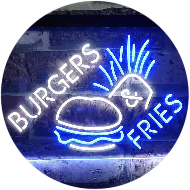 Hamburgers Burgers Fries LED Light Sign - LED Gift Works