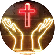 Christianity Hands Cross LED Light Sign - LED Gift Works