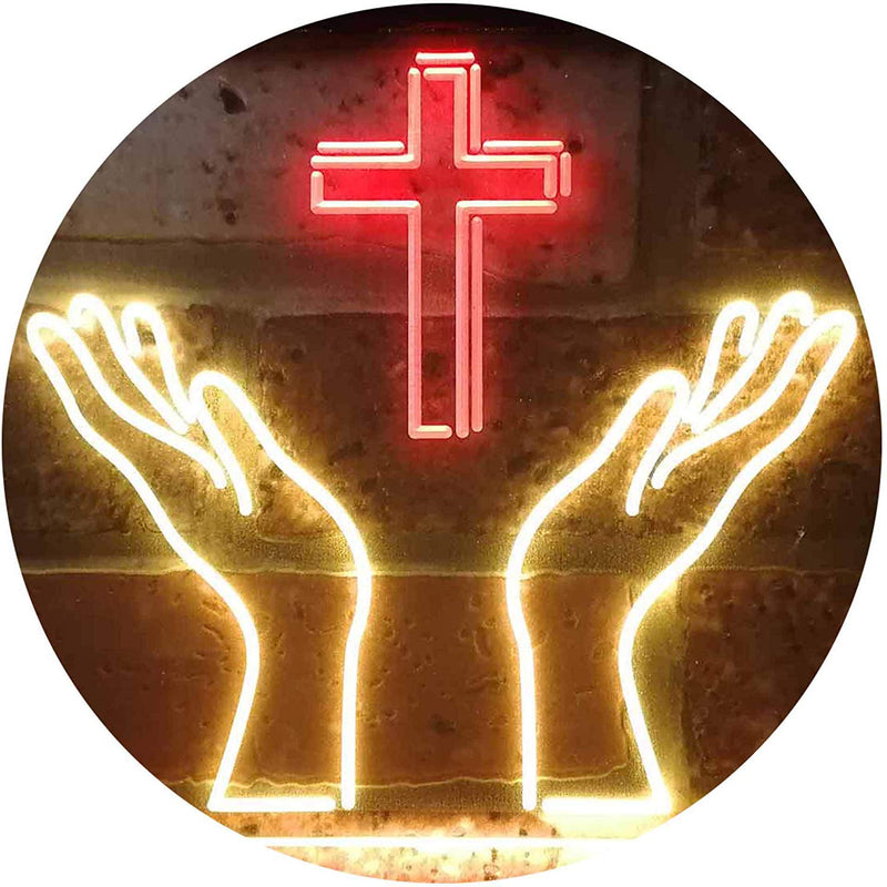 Christianity Hands Cross LED Light Sign - LED Gift Works