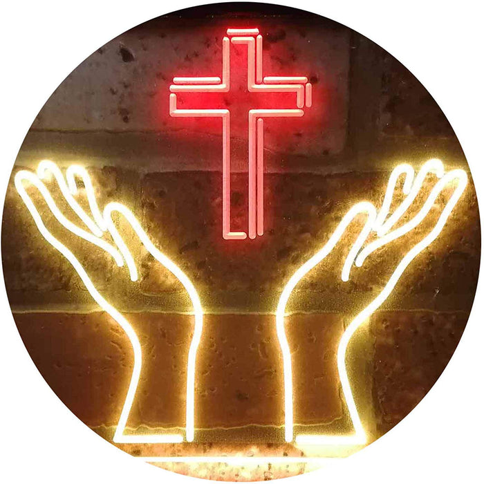 Christianity Hands Cross LED Light Sign - Way Up Gifts