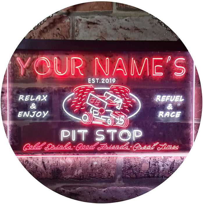 Personalized Car Racing Beer Pit Stop Bar LED Light Sign - Way Up Gifts