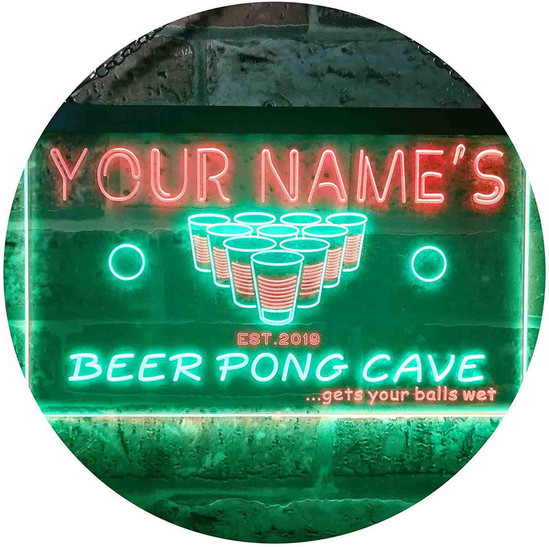 Personalized Beer Pong Man Cave LED Light Sign - LED Gift Works