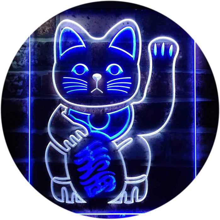 Maneki Neko Lucky Cat Welcome Japan LED Light Sign - Way Up Gifts