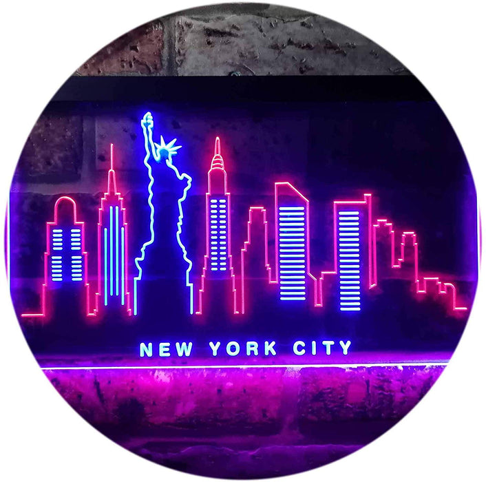 New York City Skyline Statue of Liberty LED Light Sign - Way Up Gifts