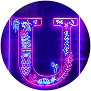 Family Name Letter U Monogram Initial LED Light Sign - LED Gift Works