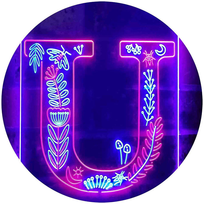 Family Name Letter U Monogram Initial LED Light Sign - Way Up Gifts