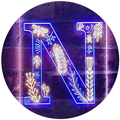 Family Name Letter N Monogram Initial LED Light Sign - LED Gift Works