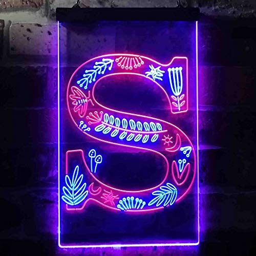 Family Name Letter S Monogram Initial LED Light Sign - Way Up Gifts