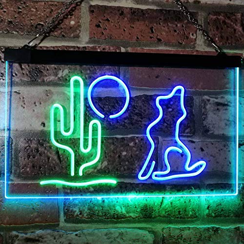 Cactus Moon Wolf LED Light Sign - LED Gift Works
