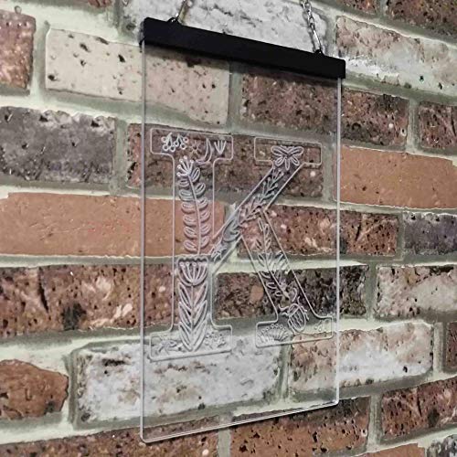 Family Name Letter K Monogram Initial LED Light Sign - Way Up Gifts
