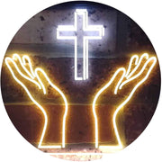 Christianity Hands Cross LED Light Sign - LED Gift Works