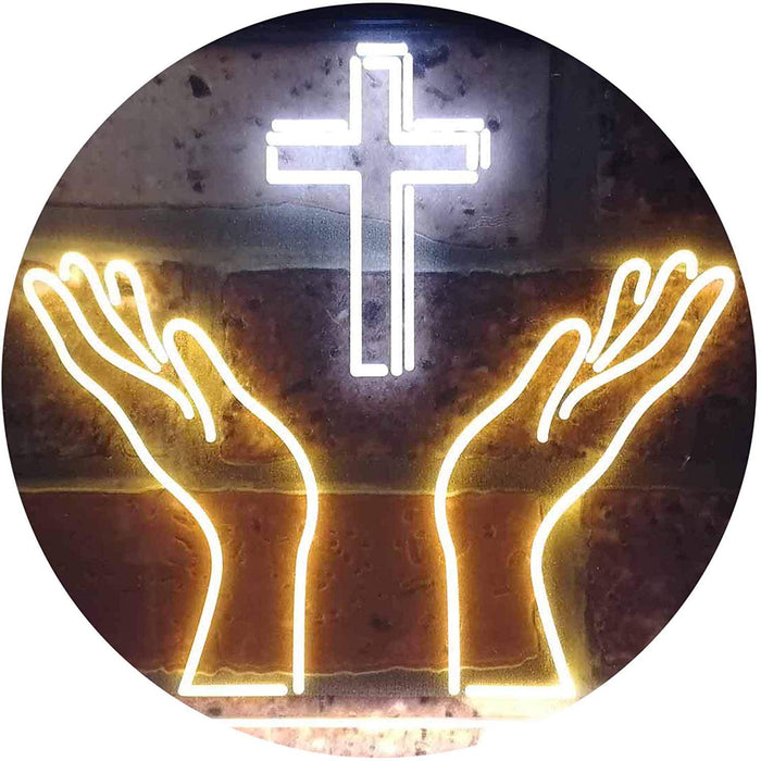 Christianity Hands Cross LED Light Sign - Way Up Gifts