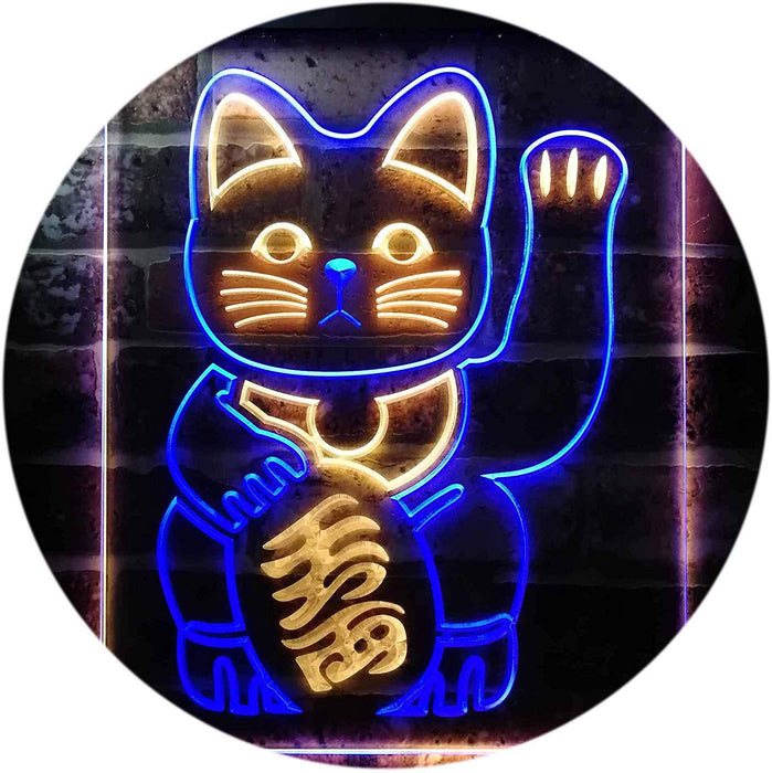 Maneki Neko Lucky Cat Welcome Japan LED Light Sign - Way Up Gifts