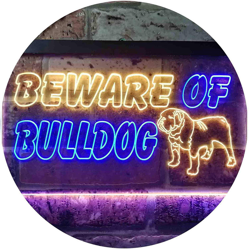 Beware of Bulldog LED Light Sign - LED Gift Works