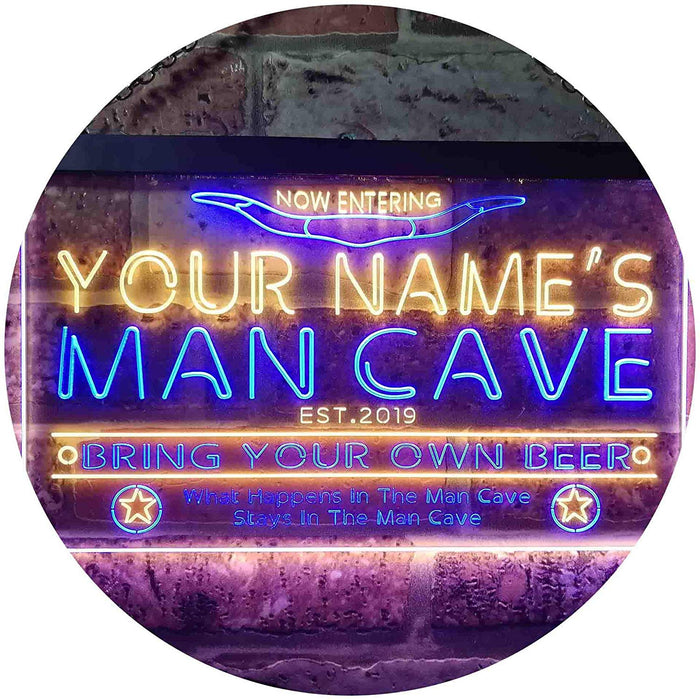 Personalized Western Theme Man Cave LED Light Sign - Way Up Gifts