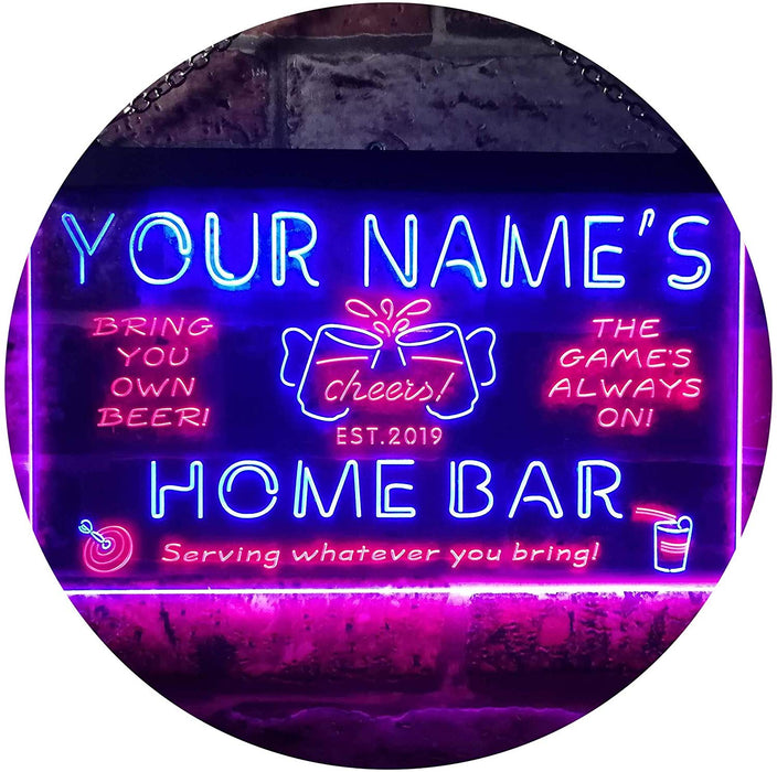 Personalized Beer Cheers Home Bar LED Light Sign - Way Up Gifts