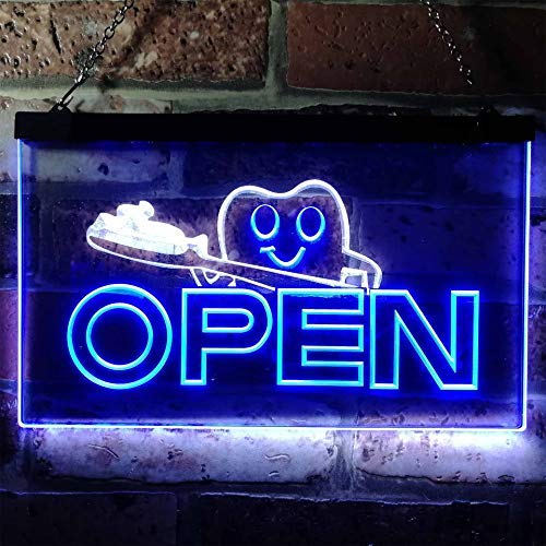 Open Toothbrush Dentist LED Light Sign - LED Gift Works