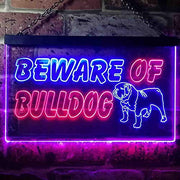 Beware of Bulldog LED Light Sign - LED Gift Works