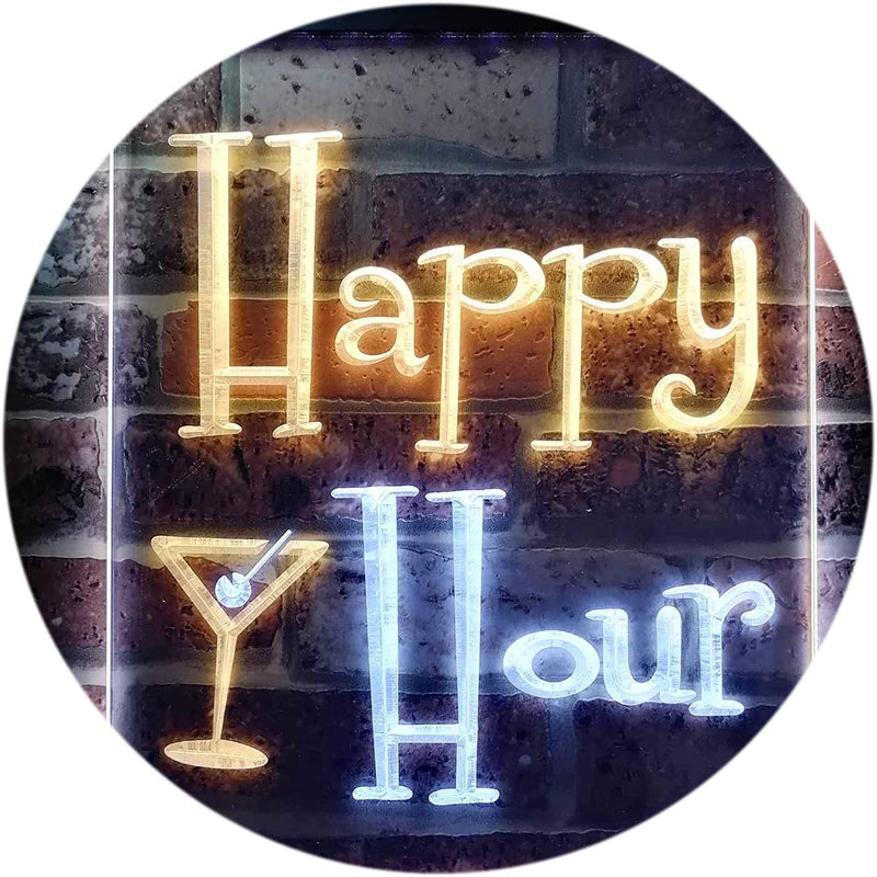 Happy Hour Cocktails Bar LED Light Sign - LED Gift Works