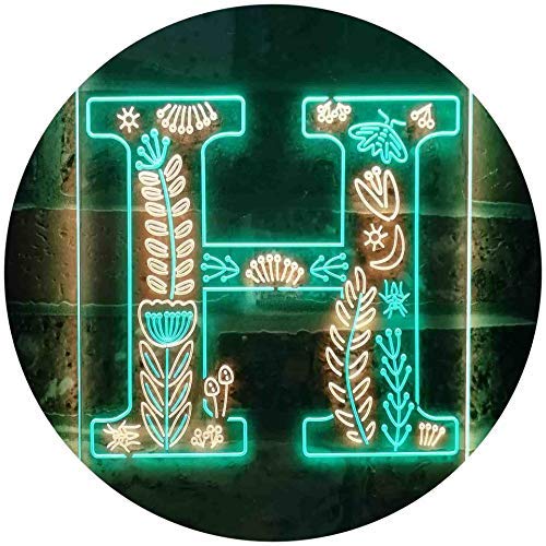 Family Name Letter H Monogram Initial LED Light Sign - LED Gift Works