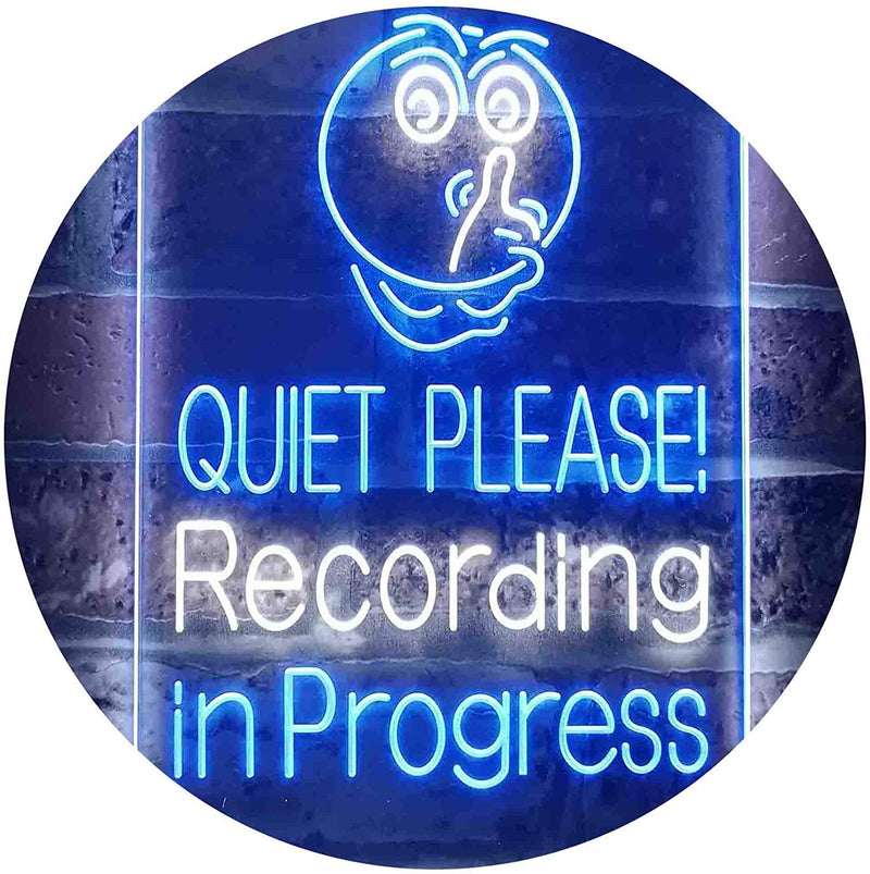 Quiet Please Recording in Progress Studio LED Light Sign - LED Gift Works