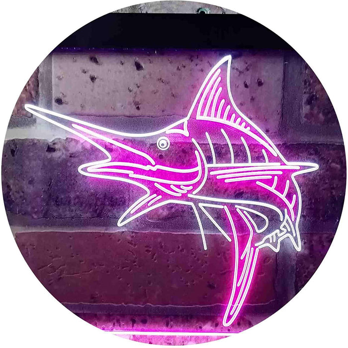 Deep Sea Fishing Blue Marlin Fish LED Light Sign - Way Up Gifts
