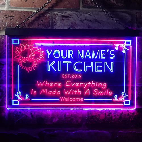Personalized Home Kitchen Decor Made with Smile LED Light Sign - Way Up Gifts