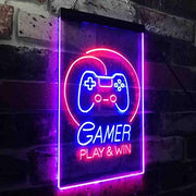 Gamer Play Win Game Room LED Light Sign - LED Gift Works