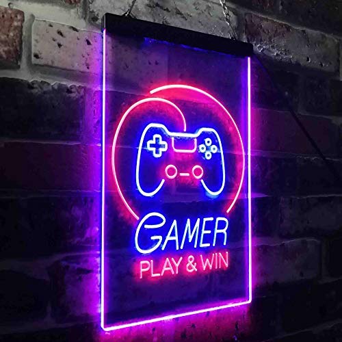 Gamer Play Win Game Room LED Light Sign - LED Gift Works