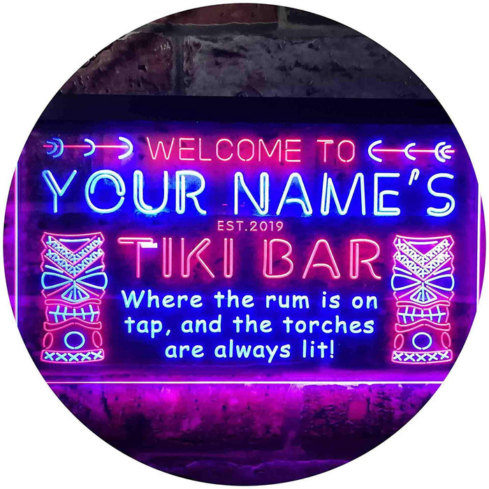 Personalized Tiki Bar LED Light Sign - Way Up Gifts