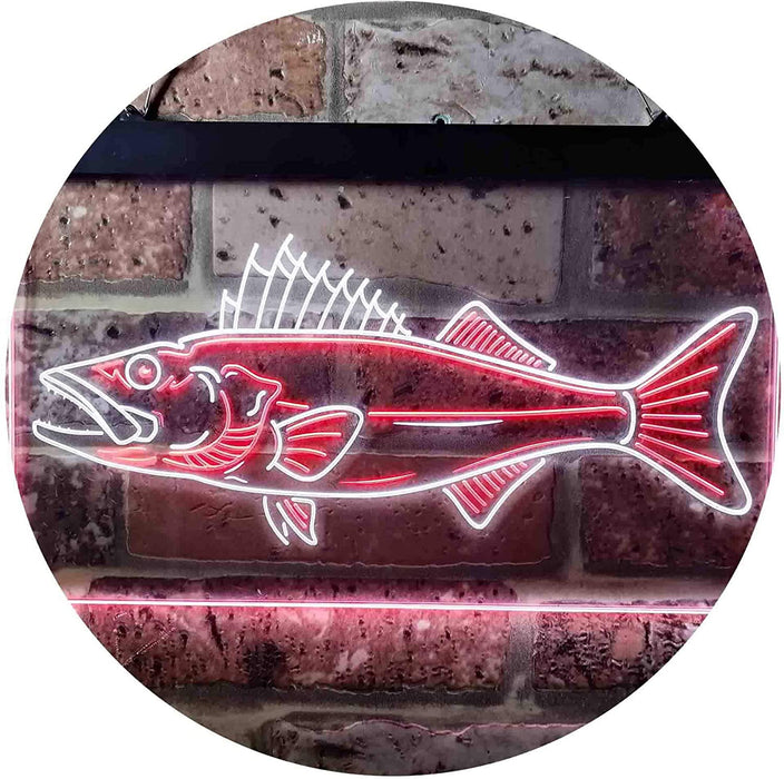 Walleye Fish Fishing Bait Store LED Light Sign - Way Up Gifts
