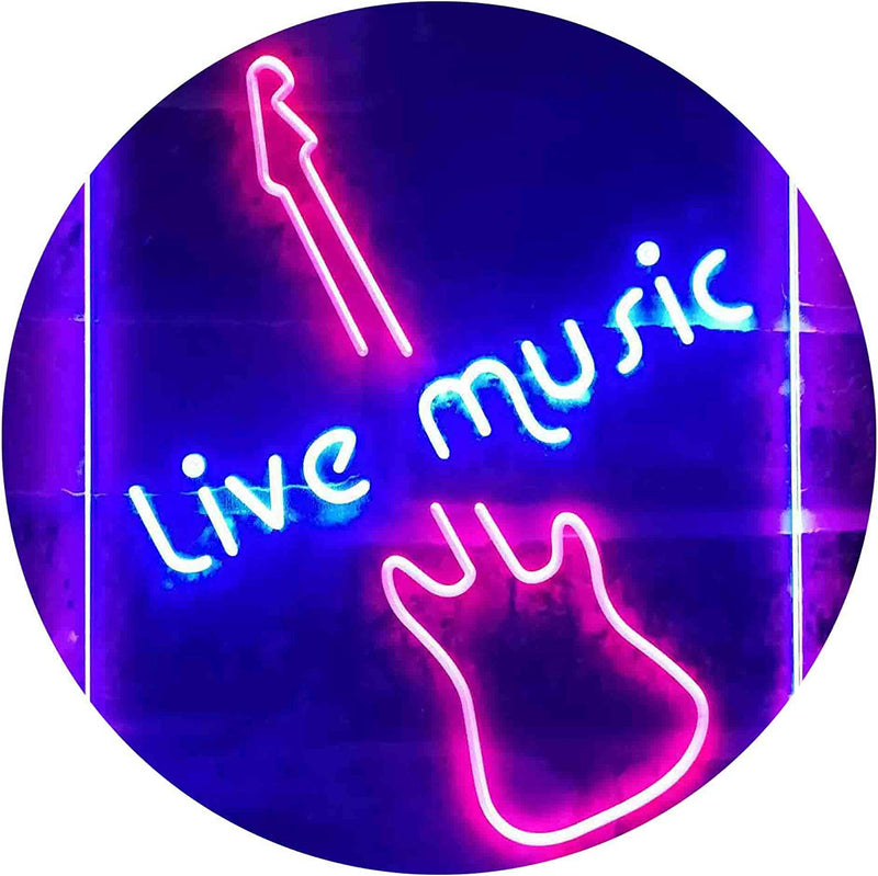 Guitar Live Music LED Light Sign - LED Gift Works