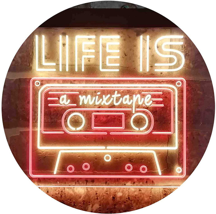 Life is a Mixtape Quotes Bedroom Decor LED Light Sign - Way Up Gifts