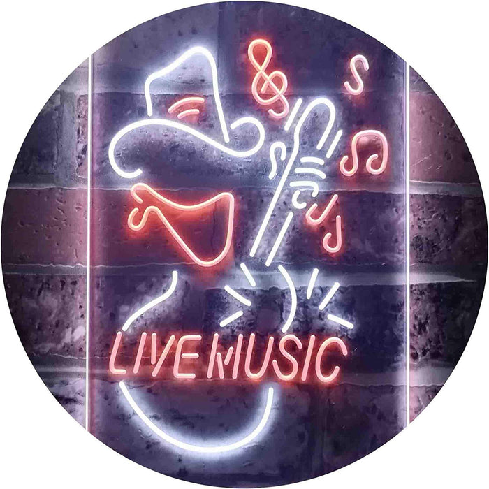 Cowboy Guitar Live Music LED Light Sign - Way Up Gifts