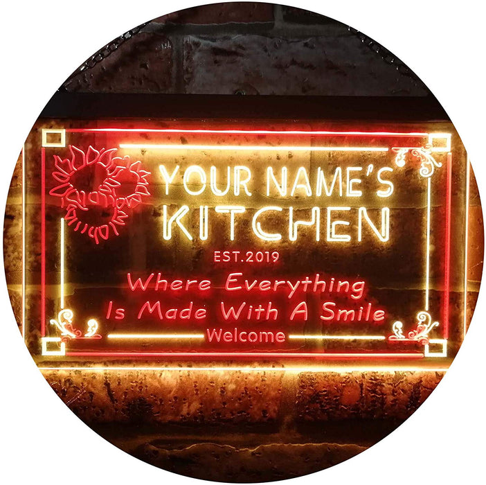 Personalized Home Kitchen Decor Made with Smile LED Light Sign - Way Up Gifts