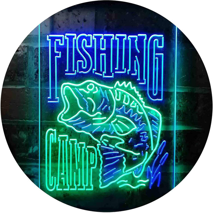 Fishing Camp Fish Cabin Decor LED Light Sign - Way Up Gifts