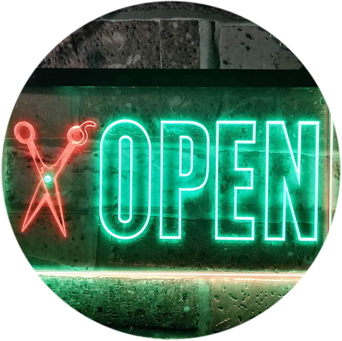 Barber Scissors Hair Cuts Open LED Light Sign - Way Up Gifts