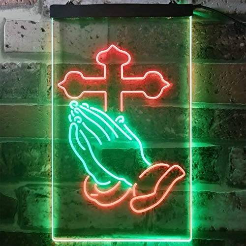 Praying Hands Cross LED Light Sign - Way Up Gifts