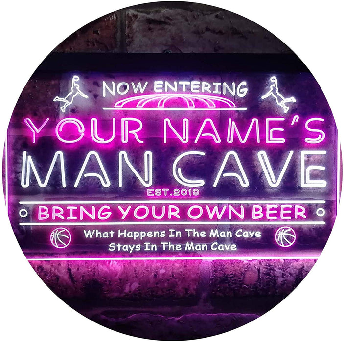 Personalized Sports Basketball Theme Man Cave LED Light Sign - Way Up Gifts