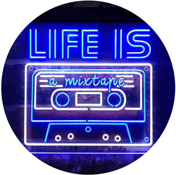 Life is a Mixtape Quotes Bedroom Decor LED Light Sign - Way Up Gifts