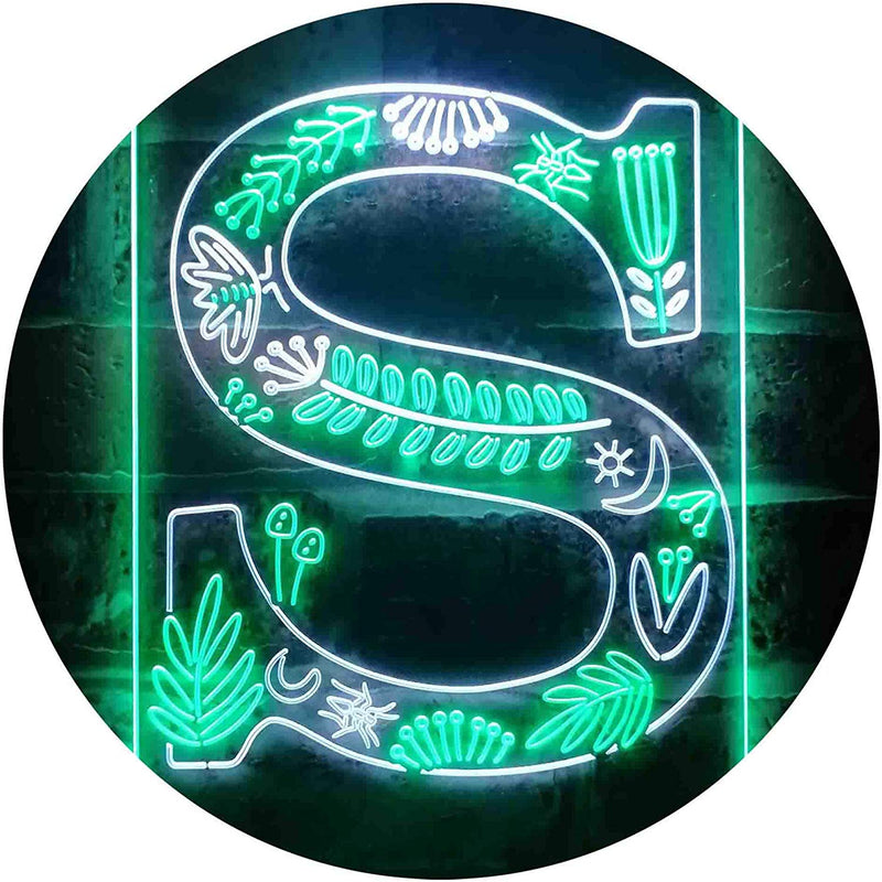 Family Name Letter S Monogram Initial LED Light Sign - LED Gift Works