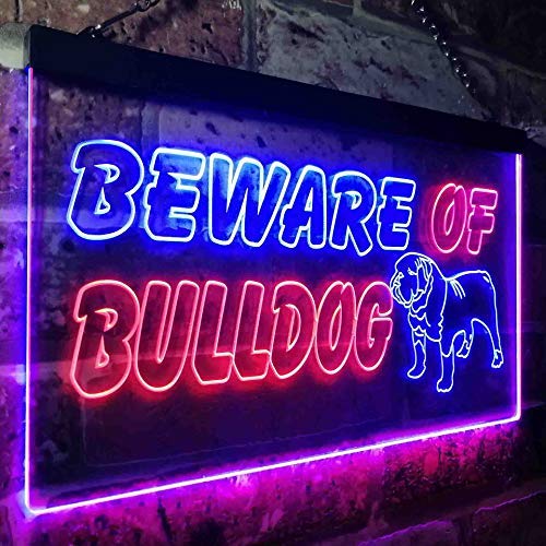 Beware of Bulldog LED Light Sign - Way Up Gifts